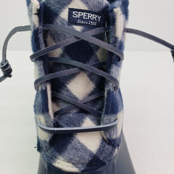Sperry Top Sider Saltwater Youth Size 6Y Blue Plaid Wool Waterproof Duck Boots - Picture 9 of 13